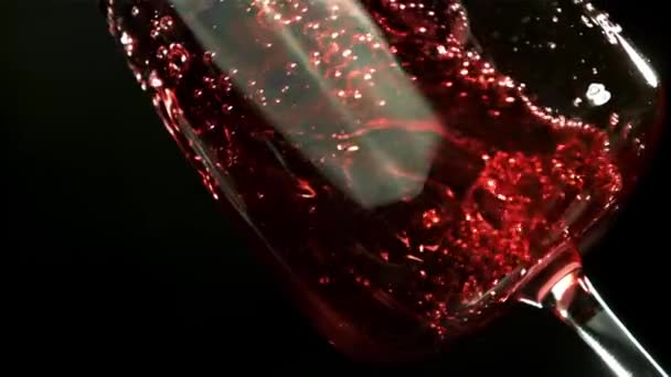 Verre Vin Rouge Filmé Par Une Caméra Haute Vitesse 1000 — Video
