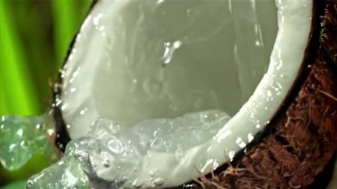 Hindistan cevizi ve biraz su. 1000 fps 'de yüksek hızlı bir kamerayla çekildi. Yüksek kaliteli FullHD görüntüler