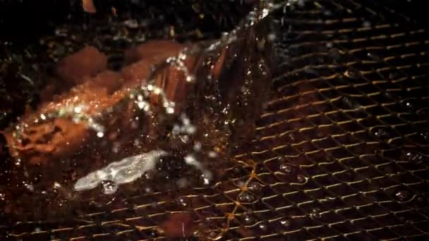 Chicken Nuggets Fallen Heißes Gefilmt Mit Einer Hochgeschwindigkeitskamera Bei 1000 — Stockvideo