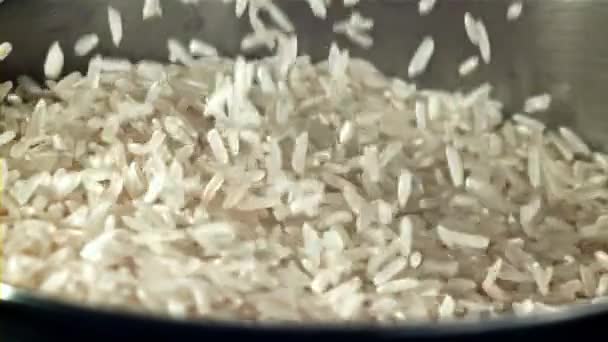 Grains Rice Fall Pot Filmed High Speed Camera 1000 Fps — Stock Video