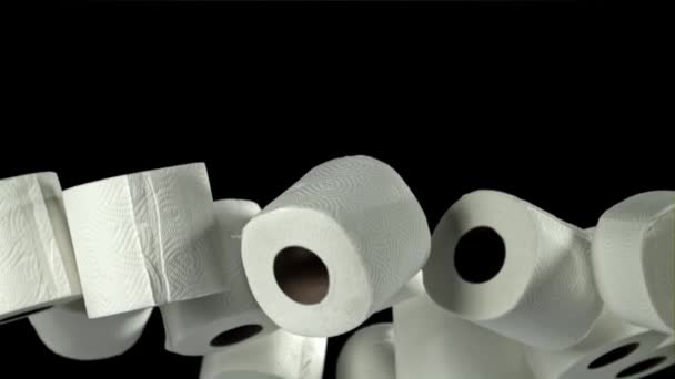 Papier Toaletowy Leci Górę Spada Nagranie Szybkiej Kamerze Prędkością 1000 — Wideo stockowe