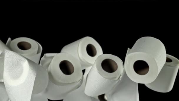 Tuvalet Kağıdı Yukarı Uçar Düşer 1000 Fps Yüksek Hızlı Bir — Stok video