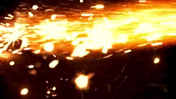 Flammes Brillantes Avec Des Étincelles Filmé Par Une Caméra Haute — Video