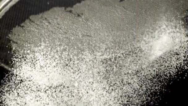 Closeup Monochrome Photograph Pile White Powder Dark Surface Resembling Soil — Stock Video