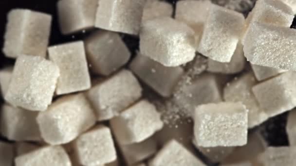 Σούπερ Αργή Κίνηση Κύβους Ζάχαρης Αυξηθεί Υψηλής Ποιότητας Υλικό Fullhd — Αρχείο Βίντεο