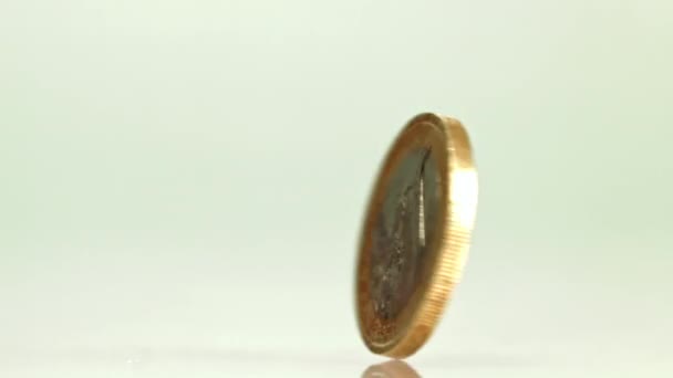 Супер Повільні Монети Євро Високоякісні Fullhd Кадри — стокове відео