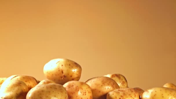 Super Slow Motion Aardappelen Vliegen Omhoog Vallen Naar Beneden Hoge — Stockvideo