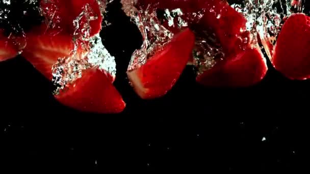 超级慢动作草莓水下 优质Fullhd影片 — 图库视频影像