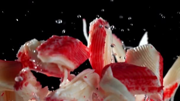 超级慢动作新鲜螃蟹棒 优质Fullhd影片 — 图库视频影像