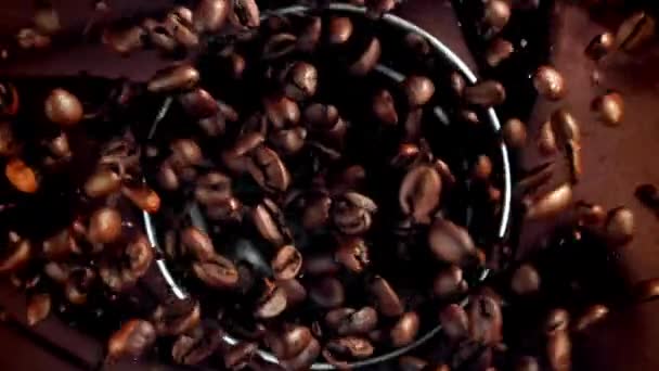 Super Slow Motion Ziarna Kawy Szlifierce Roboczej Wysokiej Jakości Materiał — Wideo stockowe