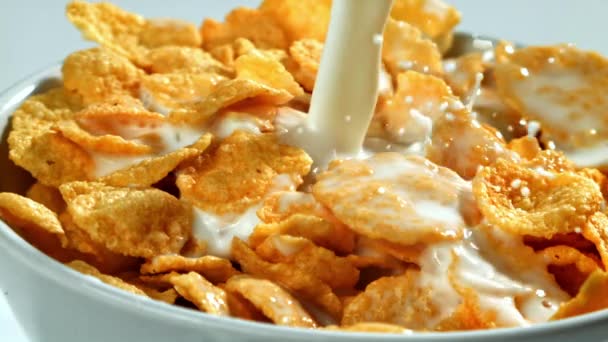 Super Slow Motion Cornflakes High Quality Fullhd Footage — Stock video