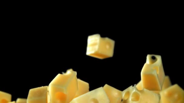 Bucăți Brânză Foarte Lente Înregistrare Fullhd Înaltă Calitate — Videoclip de stoc