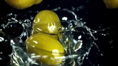 Süper yavaş çekimde taze zeytin. Yüksek kaliteli FullHD görüntüler