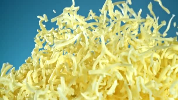 Супер Медленный Измельченный Сыр Высококачественные Fullhd Кадры — стоковое видео