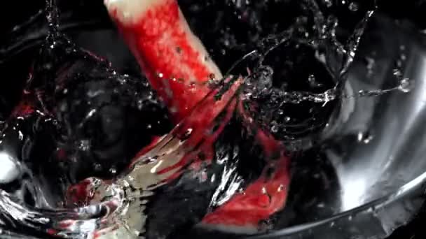 Super Slow Motion Fresh Crab Sticks High Quality Fullhd Footage — Stock Video