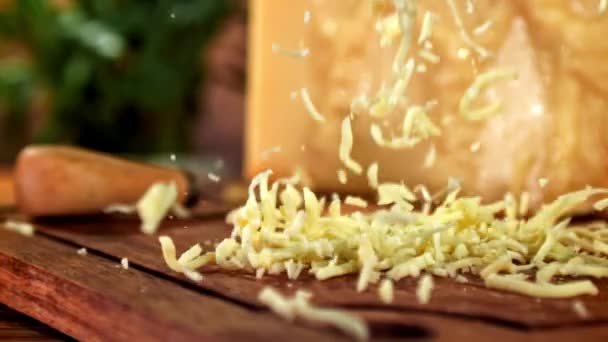 Super Slow Motion Shredded Cheese High Quality Fullhd Footage — Stock Video