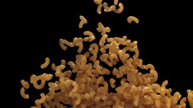 Kuru makarna yukarı uçar ve düşer. 1000 fps 'de yüksek hızlı bir kamerayla çekildi. Yüksek kaliteli FullHD görüntüler