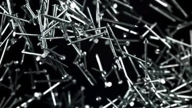 Çiviler uçar ve düşer. 1000 fps 'de yüksek hızlı bir kamerayla çekildi. Yüksek kaliteli FullHD görüntüler