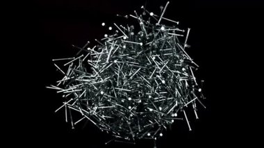 Çiviler uçar ve düşer. 1000 fps 'de yüksek hızlı bir kamerayla çekildi. Yüksek kaliteli FullHD görüntüler