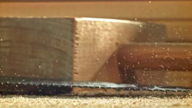 Marangozların üzerine el testeresi düştü. 1000 fps 'de yüksek hızlı bir kamerayla çekildi. Yüksek kaliteli FullHD görüntüler