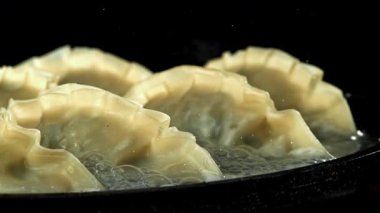 Asya usulü gyoze köftesi pişiriyorum. 1000 fps 'de yüksek hızlı bir kamerayla çekildi. Yüksek kaliteli FullHD görüntüler