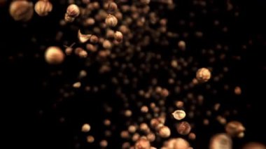 Kişniş taneleri uçup gidiyor. 1000 fps 'de yüksek hızlı bir kamerayla çekildi. Yüksek kaliteli FullHD görüntüler