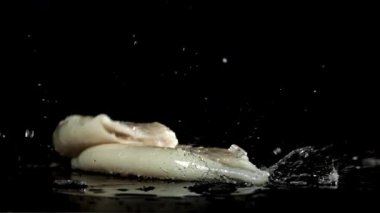 Mürekkep balığı ıslak masaya düşer. 1000 fps 'de yüksek hızlı bir kamerayla çekildi. Yüksek kaliteli FullHD görüntüler