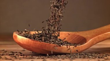 Kimyon tahta kaşığa düşer. 1000 fps 'de yüksek hızlı bir kamerayla çekildi. Yüksek kaliteli FullHD görüntüler