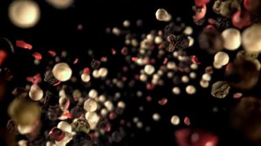 Biberler düşer. 1000 fps 'de yüksek hızlı bir kamerayla çekildi. Yüksek kaliteli FullHD görüntüler