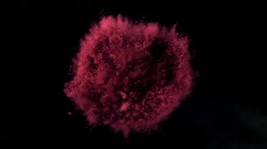 Holi festivali. Renkli tozlar uçar ve düşer. 1000 fps 'de yüksek hızlı bir kamerayla çekildi. Yüksek kaliteli FullHD görüntüler