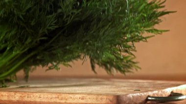 Dill ahşap bir tahtanın üzerine düşer. 1000 fps 'de yüksek hızlı bir kamerayla çekildi. Yüksek kaliteli FullHD görüntüler
