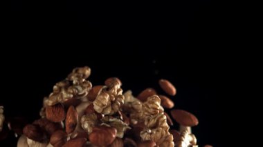 Çeşit çeşit fındık yukarı uçar ve aşağı düşer. 1000 fps 'de yüksek hızlı bir kamerayla çekildi. Yüksek kaliteli FullHD görüntüler