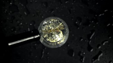 Beyaz şarap bardağa doldurulur. 1000 fps 'de yüksek hızlı bir kamerayla çekildi. Yüksek kaliteli FullHD görüntüler