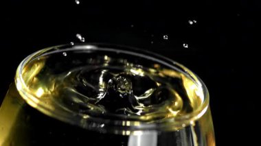 Bir damla beyaz bir şarabın içine düşer. 1000 fps 'de yüksek hızlı bir kamerayla çekildi. Yüksek kaliteli FullHD görüntüler