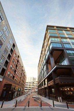 Raleigh, NC -USA - 2-14-2023: Smoky Hollow, a mixed use development of retail, apartments and office space in downtown Raleigh NC   