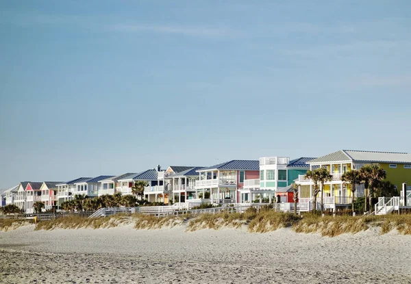 Kolorowe Domy Wynajęcia Przy Plaży Carolina Beach Karolina Północna — Zdjęcie stockowe