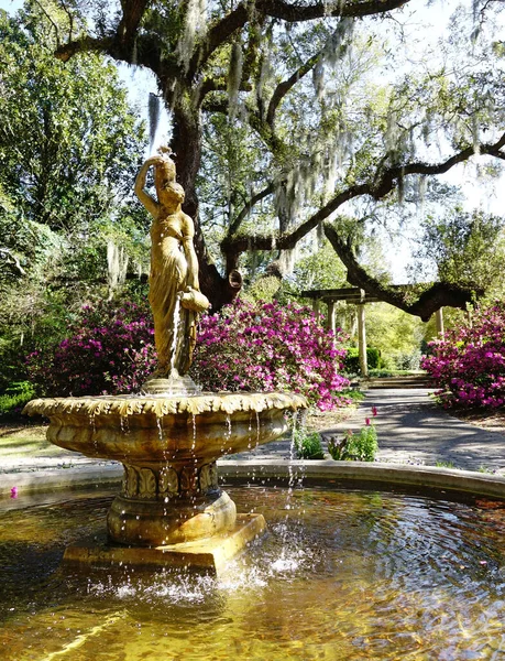 Fontana Querce Vive Airlie Gardens Wilmington Carolina Del Nord — Foto Stock