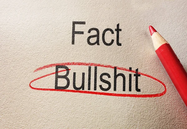 Bullshit Circled Red Pencil Fact Text Textured Paper — 스톡 사진
