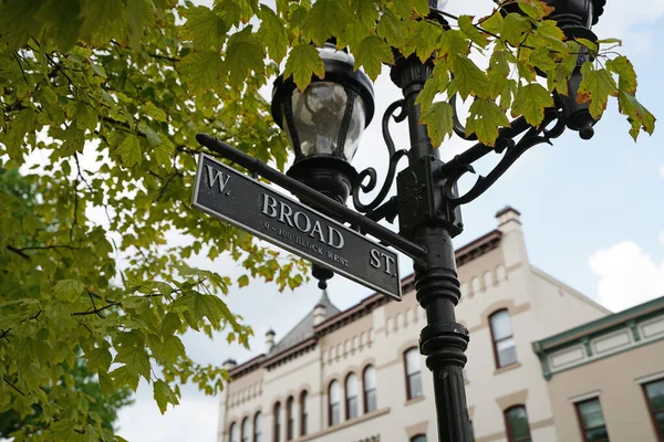 West Broad Street Lantaarnpaal Bord Historisch Centrum Bethlehem — Stockfoto