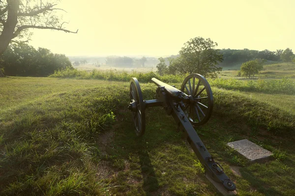 Działo Wojny Secesyjnej Wzgórzu Cmentarnym Gettysburgu — Zdjęcie stockowe