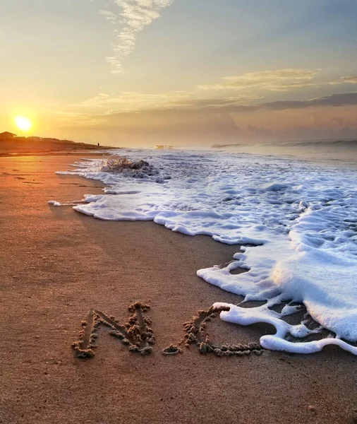 Написаний Піску Під Час Сходу Сонця Пляжі Острові Дуб Округ Ліцензійні Стокові Фото