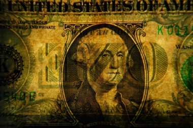 Dolar banknotları arka ışıklandırmada her iki tarafa da ortada George Washington 'un görüntüsünü gösteriyor  