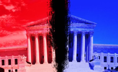  Washington 'daki ABD Yüksek Mahkemesi kırmızı ve maviye bölündü -- siyasi kutuplaşma kavramı