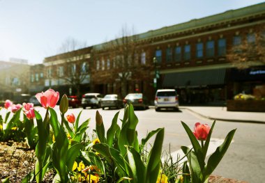 Hendersonville, NC 'nin tarihi merkezindeki ana cadde.