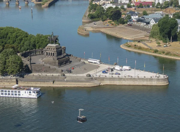 Deutsches Eck Translated German Corner Koblenz Germany Confluence River Rhine — Stockfoto