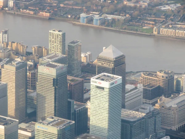 ロンドン イギリス 2014 ロンドン市内中心部の上空で飛んでいる飛行機から空撮 — ストック写真