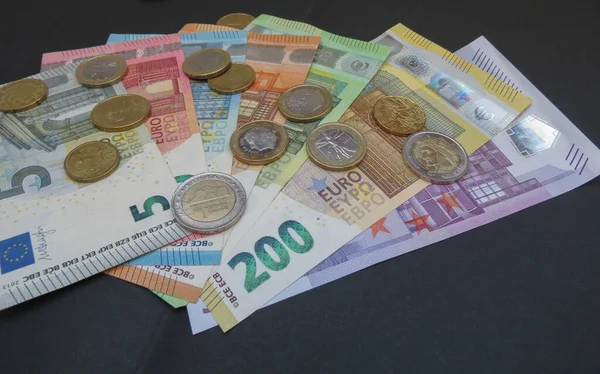 100 200 500 Billets Pièces Euros Monnaie Union Européenne — Photo