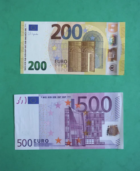 Банкноты Размере 200 Евро 500 Евро — стоковое фото