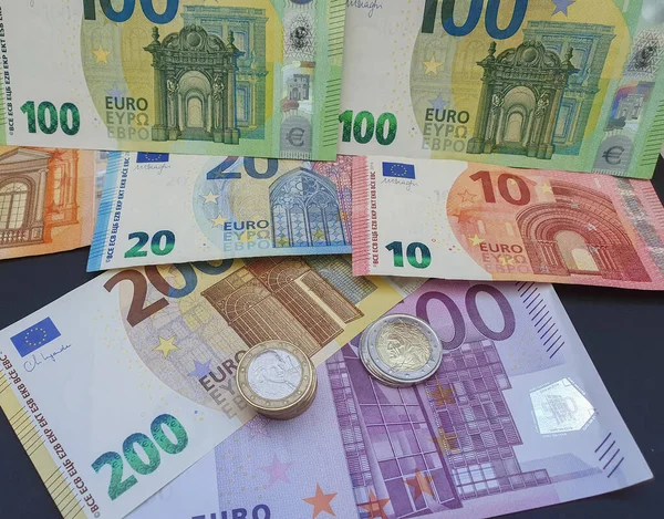 100 200 500 Billets Pièces Euros Monnaie Union Européenne — Photo
