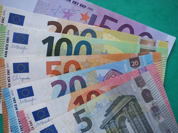 Pełna Seria Banknotów Euro Waluta Unii Europejskiej — Zdjęcie stockowe